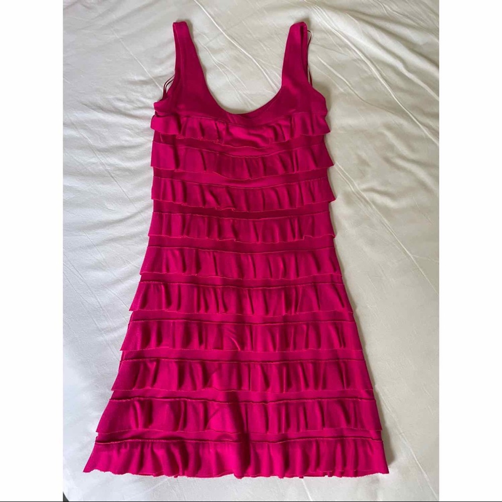 EXPRESS RUFFLE SLEEVELESS HOT PINK DRESS ~ XS